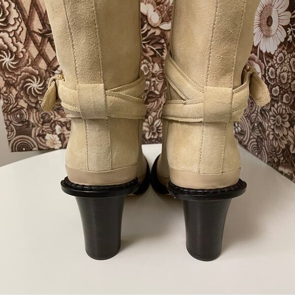 Ulla Johnson Devon Knee High Boot Color Powder US 10 EU 40 Gold Buckle Leather - Picture 7 of 16